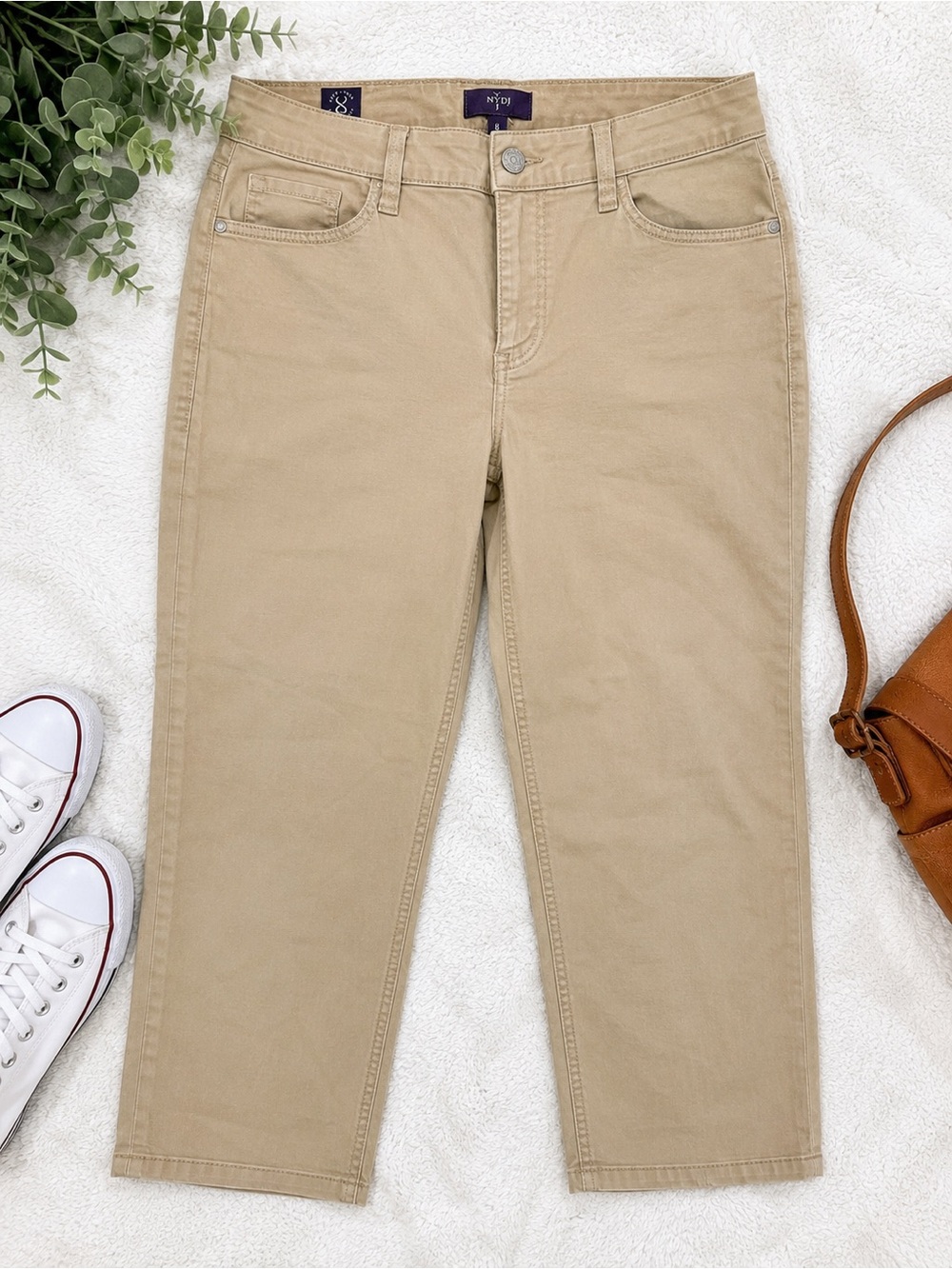NYDJ Lift Tuck Technology Khaki Cropped Jeans – Women’s Size 8